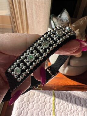 Embellished Black Crystal Dog Collar